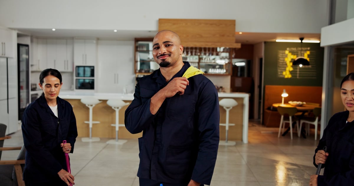 Professional cleaning team at work